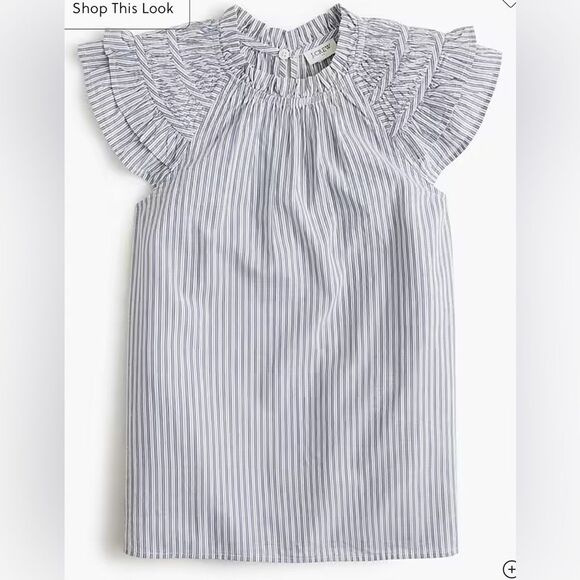 J. Crew Striped flutter-sleeve top in navy and white - Picture 10 of 10